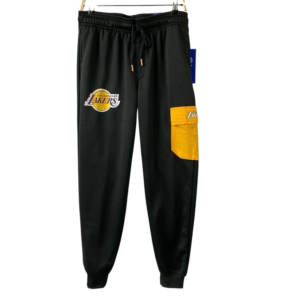 NBA Los Angeles LA Lakers Cargo Jogger Sweatpants Men L Black Comfort Fit NWT